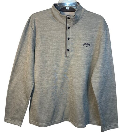 Callaway Size Large Gray  1/4 Snap Fleece Light Fleece Long Sleeve Golf Shirt - Picture 1 of 5